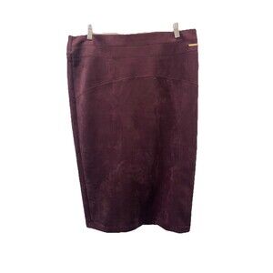 MARC NEW YORK andrew marc skirt L Christmas Maroon Burgundy faux suede
